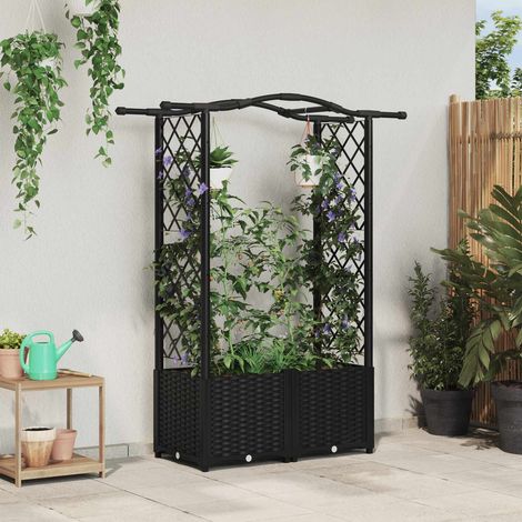 Teenpull – Hochbeet mit Rankgitter und Dach Schwarz 125 x 40 x 138 cm PP (1/5)