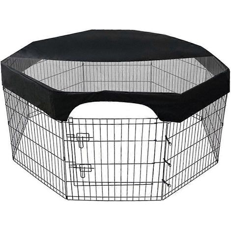 Housse octogonale en tissu mesh pour parc à jeux pour animaux de compagnie, protection solaire, noire, pour niche, enclos pour chiots et chats, 61 cm (24 pouces). (1/5)