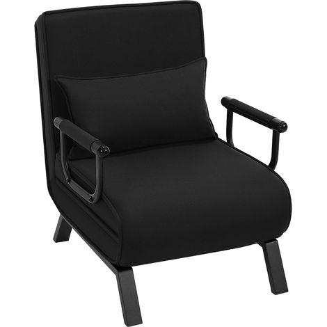 Schlafsofa 3-in-1 Leinen-Klapp mit abnehmbarem Kissen, Einzel, Schwarz