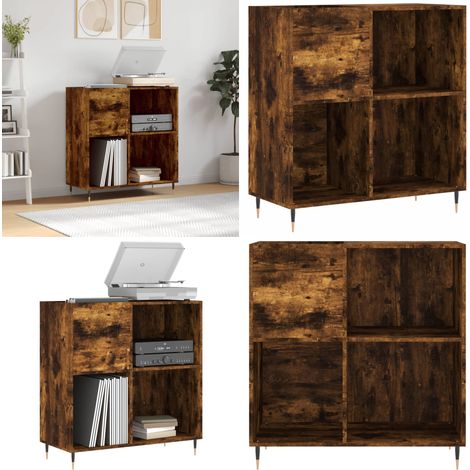 Plattenschrank Räuchereiche 84,5x38x89 cm Holzwerkstoff - Plattenspeicher - Schallplattenregal - Vintage Regal - Industrielles Design - Wohnzimmer Dekoration - Home & Living (1/5)