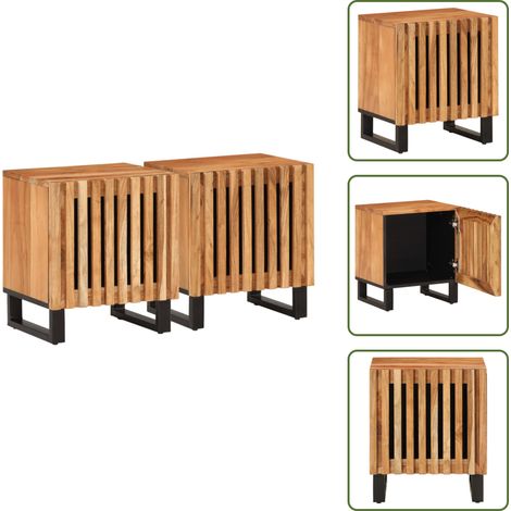 Nachttische 2 Stk. 40x34x46 cm Massivholz Akazie - Holz Nachttisch - Nachttische Set - Akasienholzmöbel - Wohnzimmer Möbel - Schlafzimmerschreibtisch (1/5)