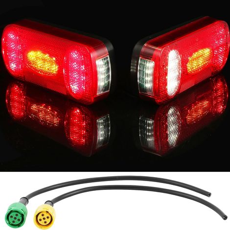 Feu Arrière Remorque LED 12/24V 7Function avec Feu de Recul/Feu Antibrouillard/Éclairage Plaque Immatriculation (1/5)