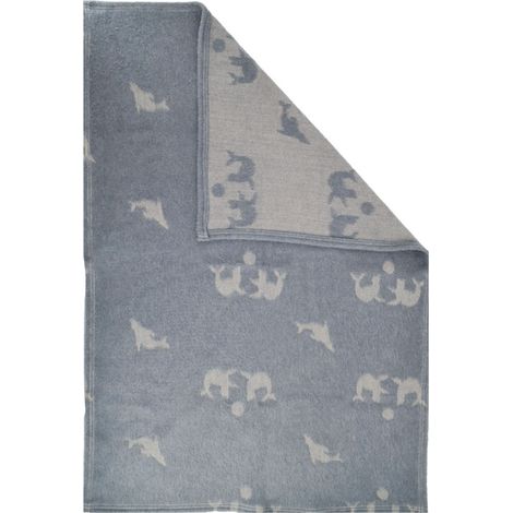 Couverture chaude pour enfant motif animaux marins Bleu gris 80x100 cm (1/2)
