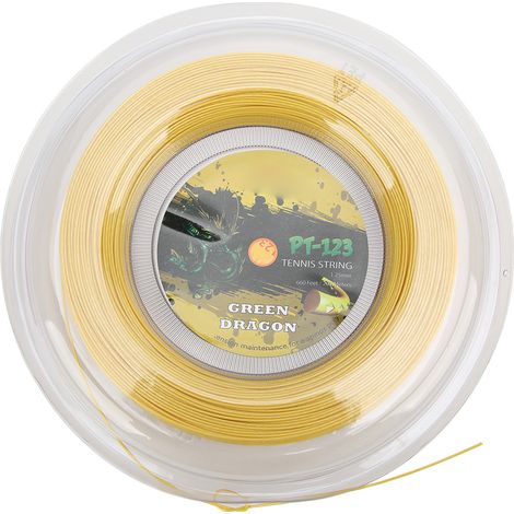 Cordage de tennis 200 m, 1,25 mm, polyester, rigide, jaune, pour raquette de sport et entraînement. (1/5)