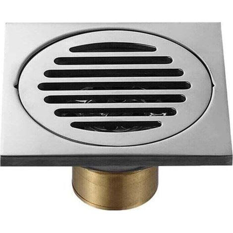 Siphon de douche, XU, Acier inoxydable 304 avec grille de protection amovible pour attrape-cheveux, Drain de douche - 10 x 10 cm - KZQ (1/4)