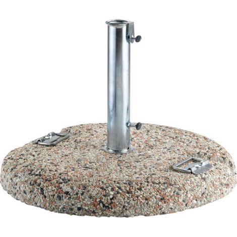 Base per ombrellone peso da 75kg tubo da 65mm, in graniglietto con maniglie in acciaio inox zincato