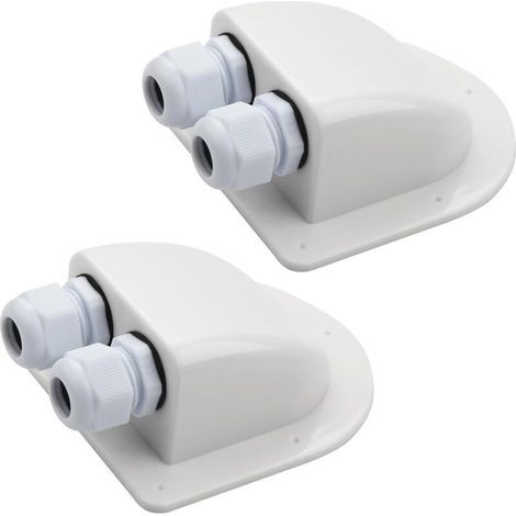 2-Piece Waterproof Cable Gland for Solar Panels, Roof Mounting, for Motorhomes, Campervans, IP68 Rating, Double Cable Entry, White, ABS, for Motorhomes, Boats, and Caravans (1/4)