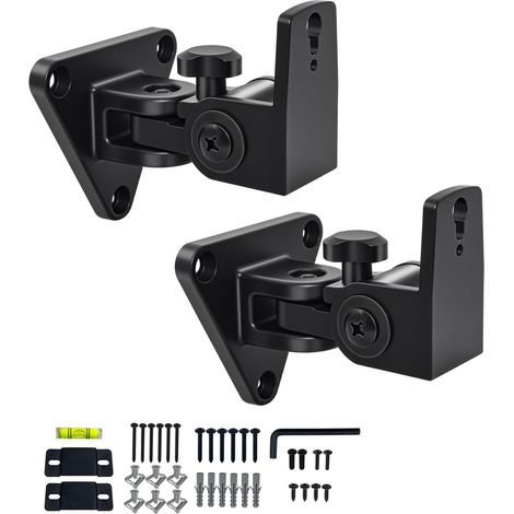 Support Mural pour Enceintes, pivotant et inclinable, Support Mural entièrement en Aluminium pour Petites Enceintes, supporte jusqu'à 13,6 kg, HD-818, Lot de 2 (Noir) (1/5)
