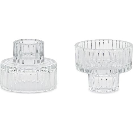 Portacandele in vetro con bordo 2 in 1, 6,5x5,5 cm (1 confezione / 4 pezzi) (1/4)