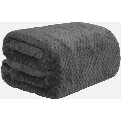Couverture Polaire - Nid D Abeille - 150 X 200 Cm - Pour Canapé Lit Double - Fausse Fourrure Polyester - 1 Pièce (1/3)