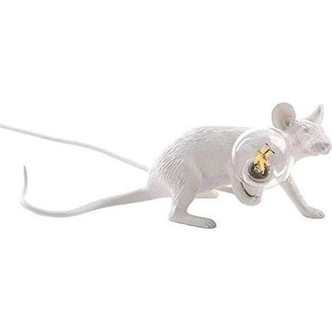 Lampe De Table Forme De Souris Résine De Bureau Lampe De Chevet Légère Décoration pour La Maison(blanc,Lie down) (1/5)