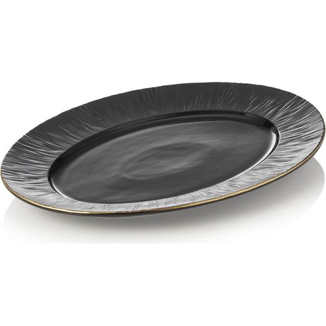 Plat 33 x 24,5 cm noir bord doré MAYA KURO - Was Germany
