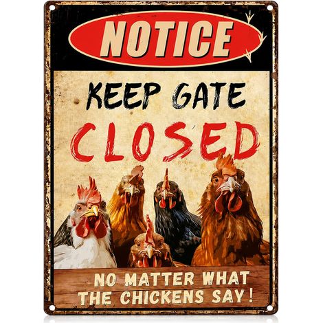 Plaque Métal Poules Rétro, décoration murale ferme amusante pour poulailler, jardin, cuisine, panneau vintage avec phrase, cadeau fans poules, déco poulailler, plaque jardin, cadeau ferme (1/5)