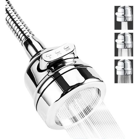 1 aireador para grifo de cocina, ahorra agua, 3 modos de flujo de agua, acero inoxidable flexible, aireador, rociador para grifo de cocina (1/5)