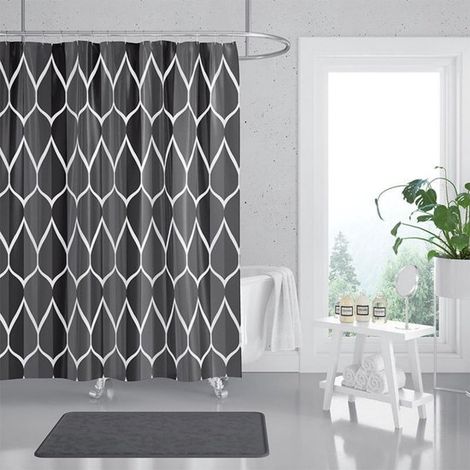 Cortina de ducha，Tela de cortina de ducha de poliéster gruesa，180 x 180 cm，1 pieza，Tela，Gris，tela (1/5)