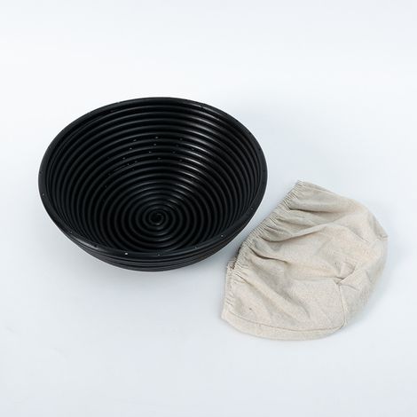 Panier de fermentation à pain rond en imitation polypropylène de rotin lavable, panier de fermentation avec doublure en coton, outil de boulangerie fait maison, 11 x 6 cm (housse en tissu fournie)