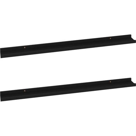 INLIFE Étagères murales 2 pcs Noir 100x9x3 cm (1/5)