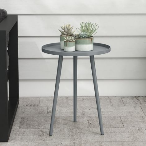 Mesa auxiliar, mesa de café, mesa de jardín, mesa de terraza para jardín, balcón, acero, 40 x 40 x 50 cm, gris (1/5)