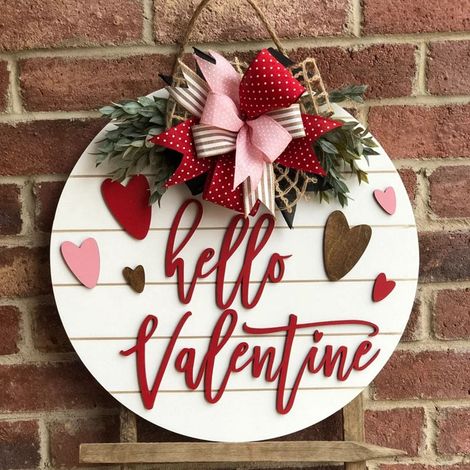 Panneau De Porte En Bois - Cœur Rouge Et Rose - 30 Cm - Pour Décoration De Saint-Valentin - Intérieur Et Extérieur - 1 Pièce (1/5)
