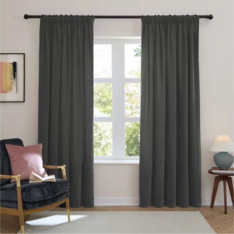 Tende foderate in ciniglia con arricciatura superiore, 229 cm x 168 cm, colore antracite.
