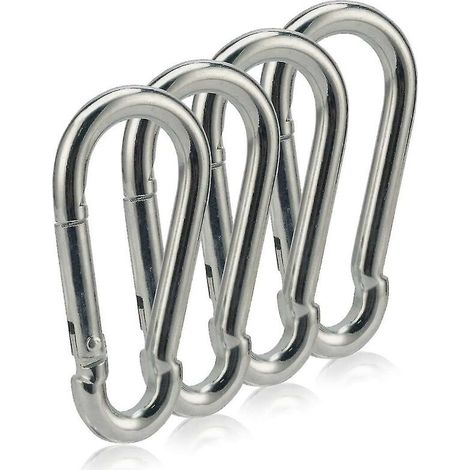Mousqueton Clip 3 Pouces Ressort Mousqueton Robuste 4pcs M8x80mm Pour Hamac Sacs De Frappe Balançoire Chaises Équipement De Gymnastique Camping Randonnée (1/5)