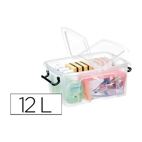 Contenedor plastico cep 12 litros 405x295x183 mm transparente con tapa y cierre hermetico