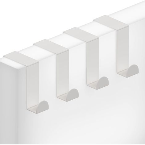 Lot de 4 accroche-portes inoxydables utilisables individuellement - pour torchon, manteau, sac, porte d'armoire et placard de cuisine - blanc (1/5)