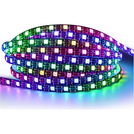 WS2812B IP65 Waterproof RGB Pixel Strip 5M 5V 5050 300 LEDs Black Color Addressable Individually Smart for Advertising Decoration DIY Projects (1/5)
