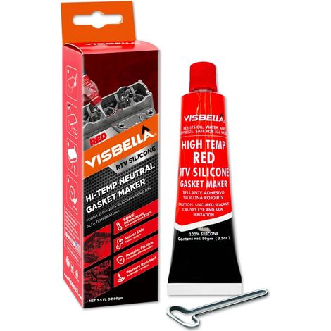 Hautes températures Mastic Gasket Maker Neutre RTV, Huile et Eau, Flexible, Joint en Silicone, pour la réparation de Moteurs 99g (Rouge) (1/5)