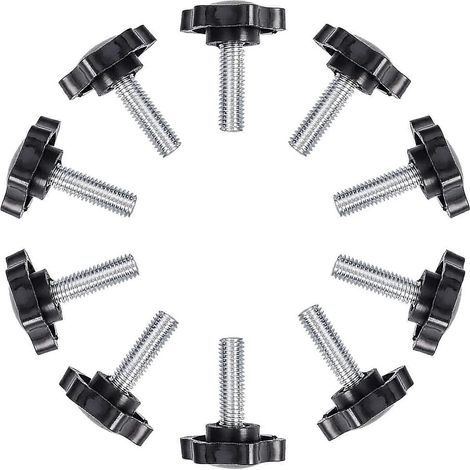 Vis à oreilles, lot de 10, vis moletées à tête étoilée en plastique résistant, boutons de poignée en fer, vis de serrage pour loquets de machines, M6 x 25 mm (1/5)