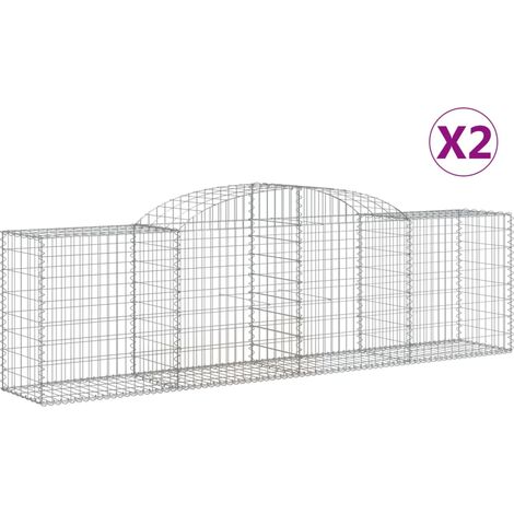 Paniers à gabions arqués 2 pcs  Mur en gabion 300x50x80/100 cm fer galvanisé