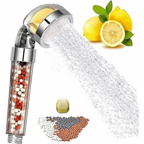 Pommeau de douche à la vitamine C, haute pression turbo, économie d'eau de 40 %, technologie laser ionique, 3 filtres (1/5)