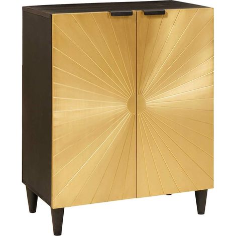 Aparador Negro y dorado 60 x 33 x 75 cm Madera de mango maciza vidaXL (1/5)