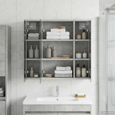 vidaXL Mobiletto per specchio da bagno Grigio cemento