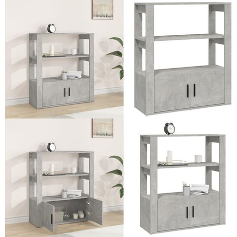 Buffet Gris béton 80x30x90 cm Bois d'ingénierie - Buffet Gris - Meuble Rangement - Commode - Bibliothèque - Décoration Intérieur - Home & Living (1/5)