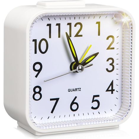 Analoger Wecker, leise, kein Ticken, lauter Alarm, geräuschloser, tragbarer Mini-Batteriewecker mit Schlummerfunktion und Nachtlicht (1/5)