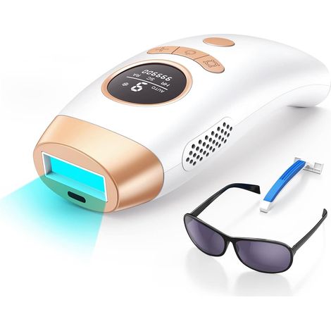 Appareil d'épilation à lumière pulsée (IPL) pour femmes et hommes, résultats indolores et durables, écran LCD, épilation laser à domicile pour les aisselles, le visage, les jambes et le maillot, blanc (1/5)