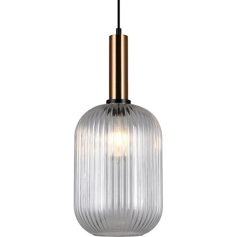 Suspension Italux Antiola laiton/noir verre Ø20 E27 125cm (1/2)