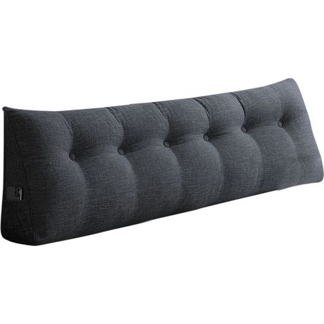 Coussin de Lecture Compensé, Triangulaire Coussin à Coins, Gros Coussin Canapé, Traversin Tête de lit Support Arrière, Oreiller Cervical Dossier Soutien Lombaire, Noir, 180cm (1/5)