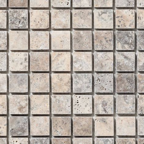 Plaque De Mosaïque En Travertin Naturel – Blanc Gris Argent Effet Antique, Chic Et Intemporel