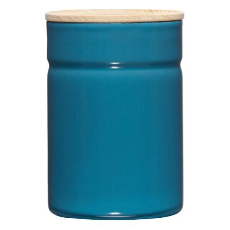 Riess Vorratsdose mit Eschenholzdeckel Ø8cm 0,49L Blue Emaille