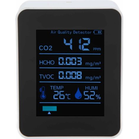 ZNAZ2CO3TB Bluetooth-Luftqualitätsdetektor 5 in 1 Multifunktionaler CO2-Temperatur- und Feuchtigkeitsmonitor für Büro und Zuhause (Weiß) (1/5)