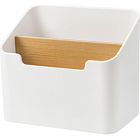 Organisateur Télécommandé à 2 Compartiments, Supports de Multimédia, Multifonctionnel Boîte de Rangement Bureau Mural Porte en Bois pour TV Medien Controller, Bürobedarf, Make-up-Pinsel (1/5)