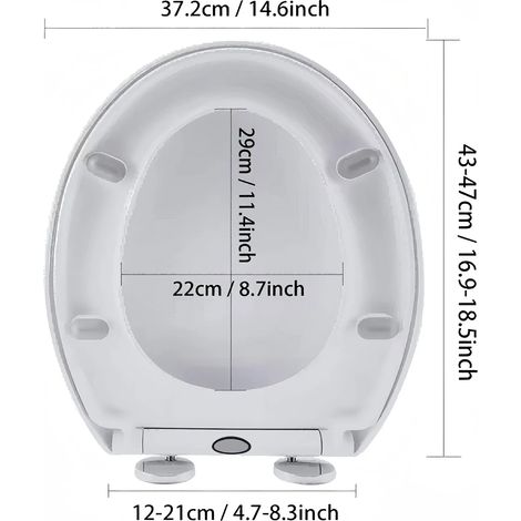(Nouveau modèle en forme de D) Abattant de toilette à fermeture douce, matériau PVC antimicrobien facile à nettoyer, charnières à dégagement rapide pour un nettoyage facile, universel (1/5)