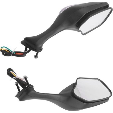A pair of black motorcycle side mirrors made of aluminum alloy with integrated lighting. Motorcycle accessory compatible with:--DTEKGAZ