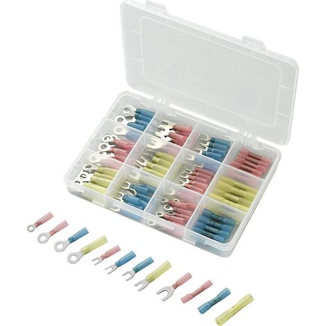 TRU COMPONENTS 549944 Quetschverbinder-Sortiment 0.50 mm² 6 mm² Rot, Blau, Gelb 104 St.