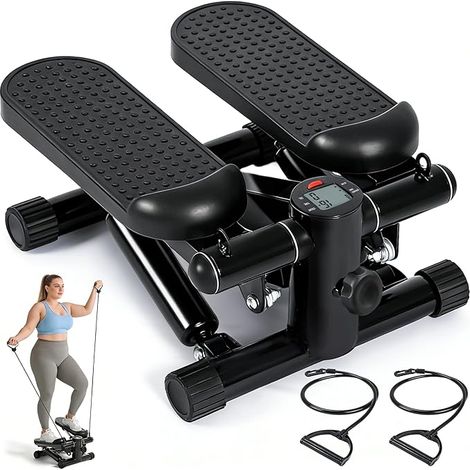 GBLY Stepper für Zuhause Mini Stepper mit Power Ropes LCD Display Ministepper für Beine und Arme Widerstand Einstellbar Fitness Exercise Home Office