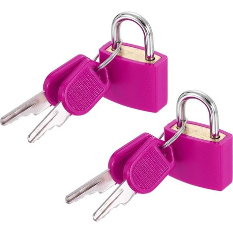 Lot de 2 petits cadenas de 1,9 cm avec clés de 3,3 cm de long, recouverts d'ABS en laiton massif, antirouille et étanche, pour sac à dos, casier, armoire, boîtes, rose rouge (1/5)