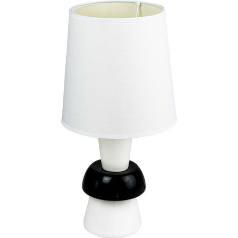 Lampe à poser en céramique noir et blanc, pied design, pour chevet, chambre ou bureau (1/3)