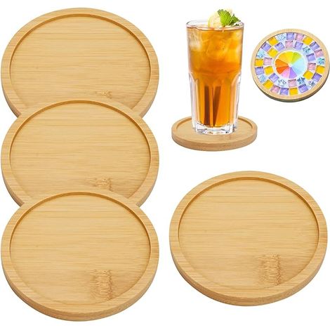 Sous-Verres Bambou Dessous de Verre Rond Réutilisables sous Tasse a Cafe sous Tasse Table Déco Café BièRe Tasses Tasse à Thé Boissons Plantes 9,5 cm (1/5)